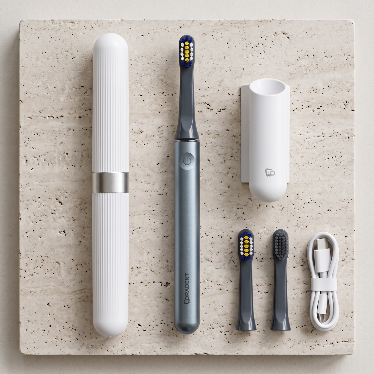 PulseONE sonic toothbrush in Graphite, everything in the box